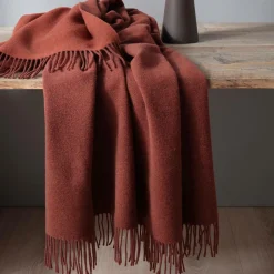Plaids|Plaids>Camif BIEDERLACK Plaid laine et cachemire Clarence - - 130 x 170 cm Rost-Terracotta