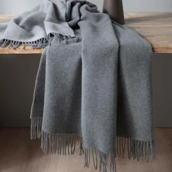 Plaids|Plaids>Camif BIEDERLACK Plaid laine et cachemire Clarence - - 130 x 170 cm Gris/Argent