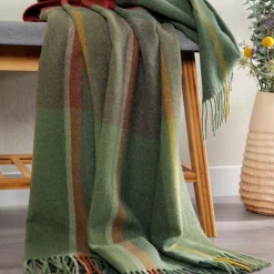 Plaids|Plaids>Camif BIEDERLACK Plaid laine et cachemire à carreaux Clarence - - 130 x 170 cm Vert/Rouge