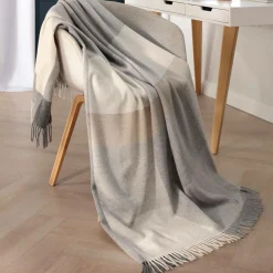 Plaids|Plaids>Camif BIEDERLACK Plaid laine et cachemire à carreaux Clarence - - 130 x 170 cm Gris/Beige