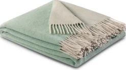 Plaids|Plaids>Camif BIEDERLACK Plaid laine et cachemire Clarence - - 130 x 170 cm Céladon/Crème