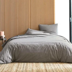 Draps|Housses De Couette>Camif BLANC DES VOSGES Drap coton bio et recylé Ressources - - 180 x 290 cm Anthracite