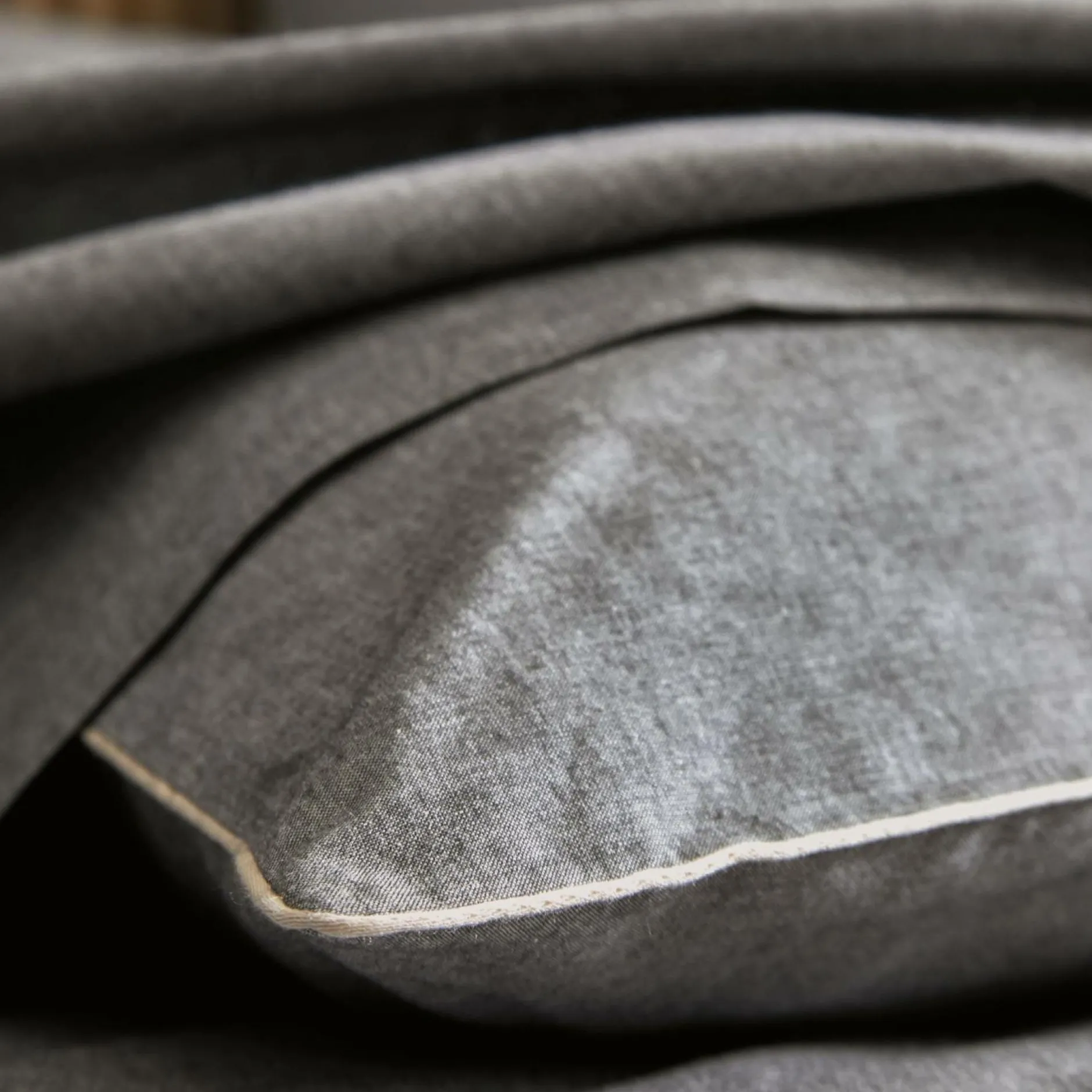 Draps|Housses De Couette>Camif BLANC DES VOSGES Drap coton bio et recylé Ressources - - 180 x 290 cm Anthracite