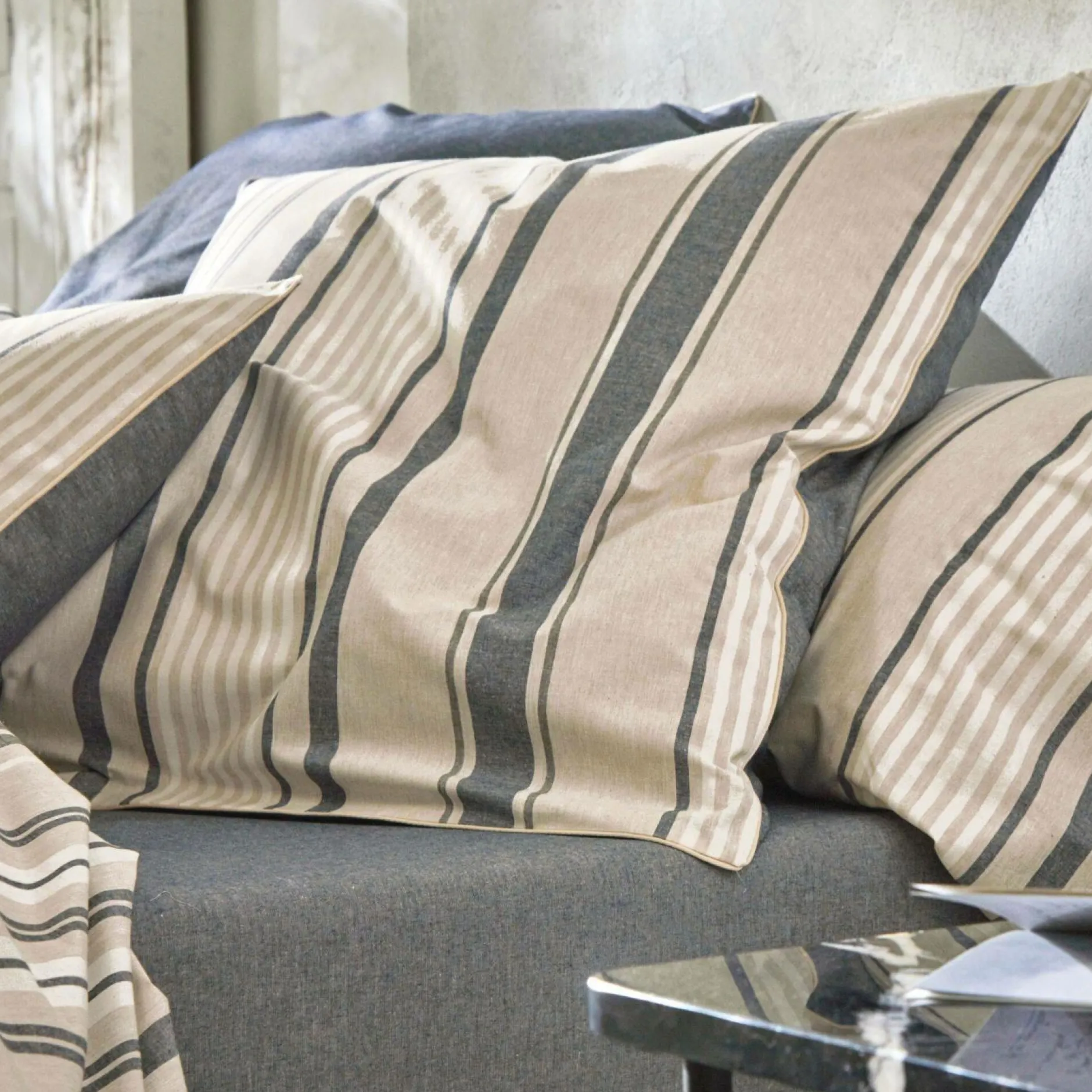 Draps>Camif BLANC DES VOSGES Drap coton bio et recyclé Horizon - - 180 x 290 cm Indigo