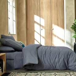 Draps Housse>Camif BLANC DES VOSGES Drap housse coton bio et recyclé Ressources - - 140 x 190 cm Indigo