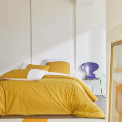 Draps Housse>Camif BLANC DES VOSGES Drap housse percale, Duo - - 160 x 200 cm Ocre