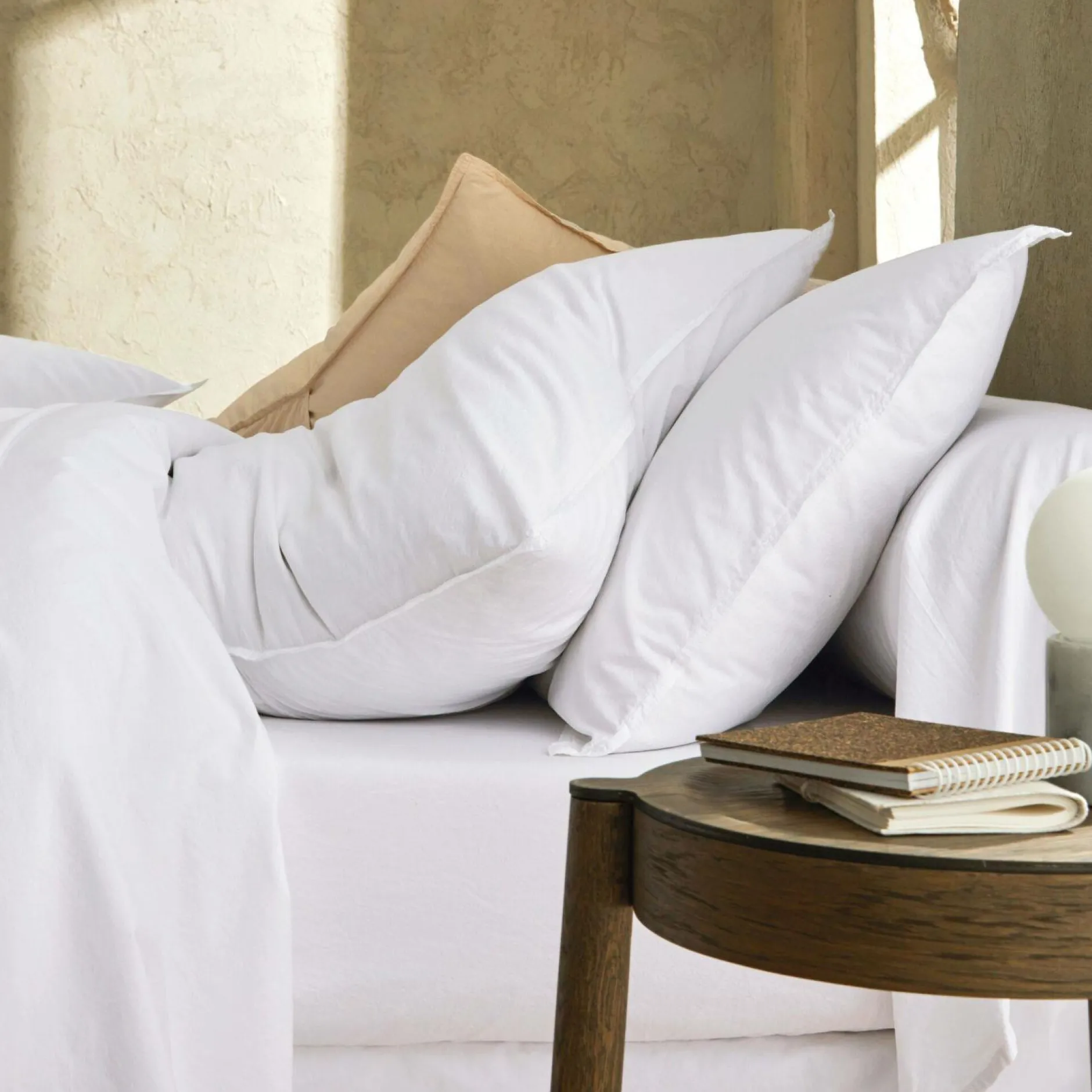 Draps Housse>Camif DES VOSGES Drap housse percale lavée Bohème - - 140 x 190 cm Blanc