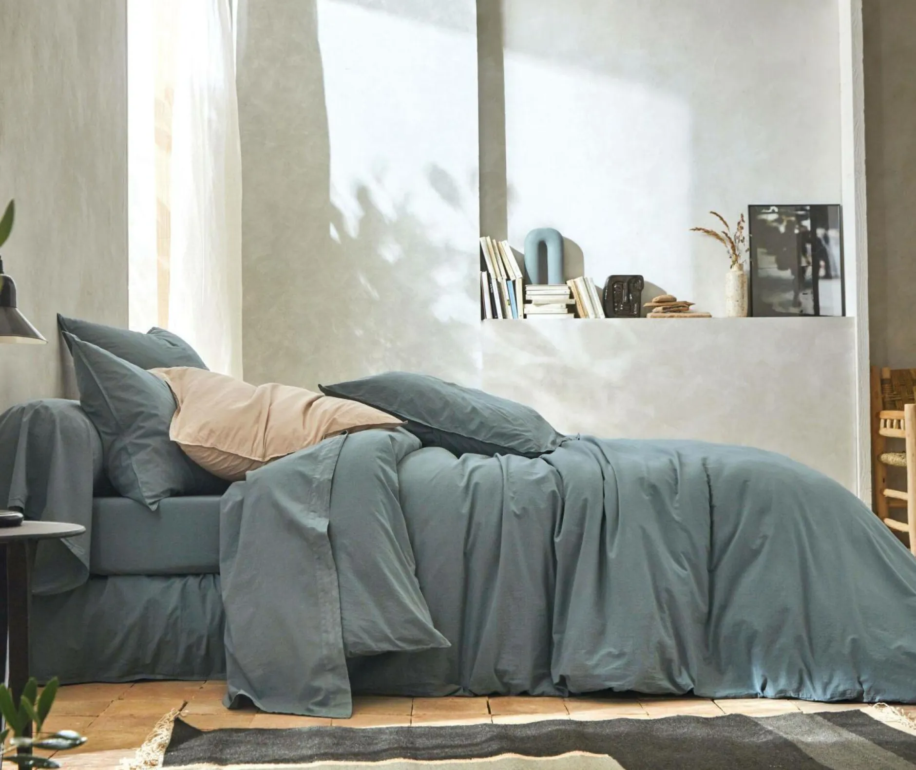 Draps>Camif BLANC DES VOSGES Drap percale lavée Bohème - - 280 x 310 cm Orage