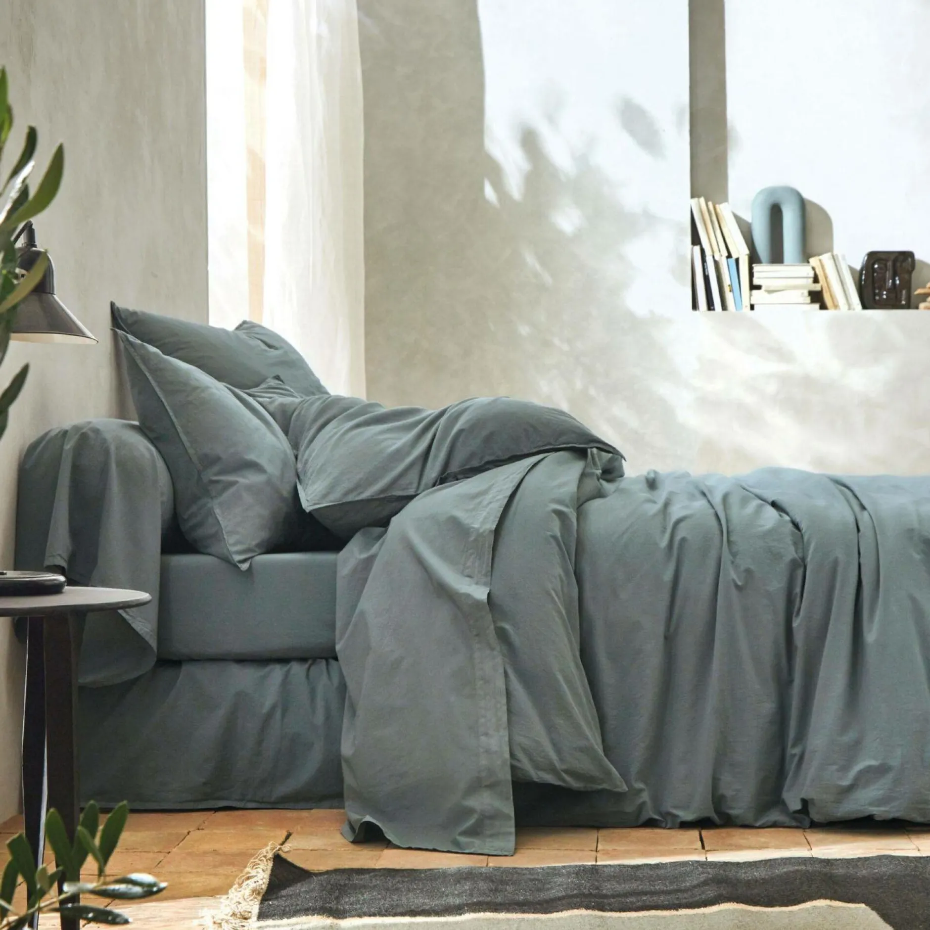 Draps>Camif BLANC DES VOSGES Drap percale lavée Bohème - - 280 x 310 cm Orage