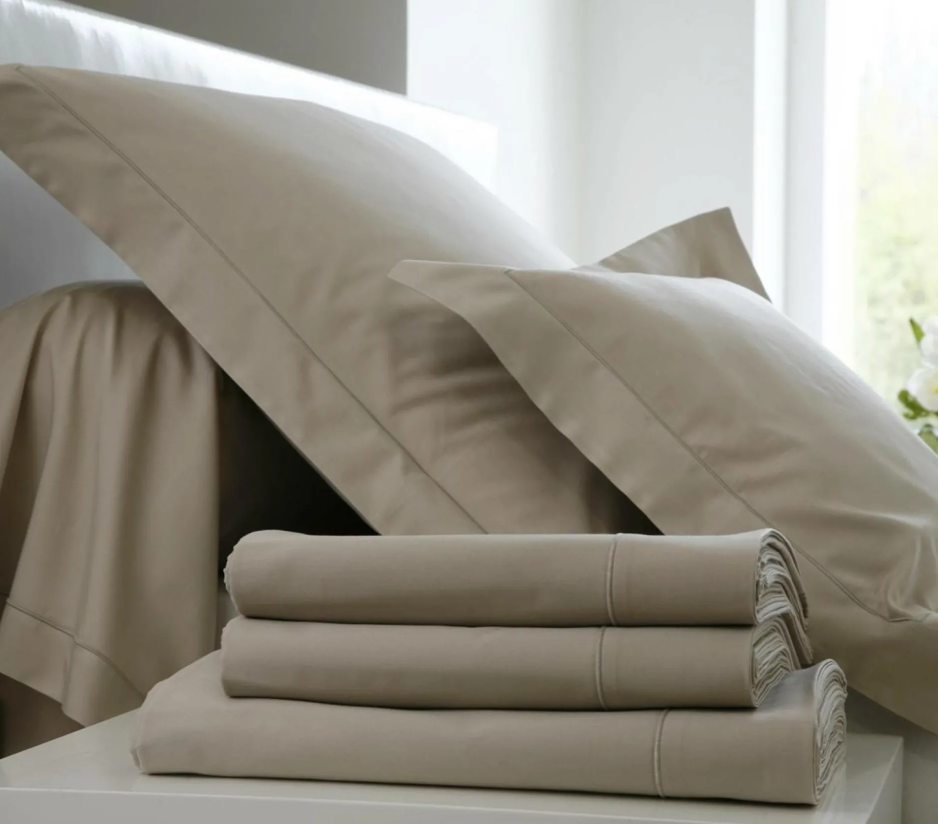 Draps>Camif BLANC DES VOSGES Drap Percale Easy - - 240 x 300 cm Chanvre