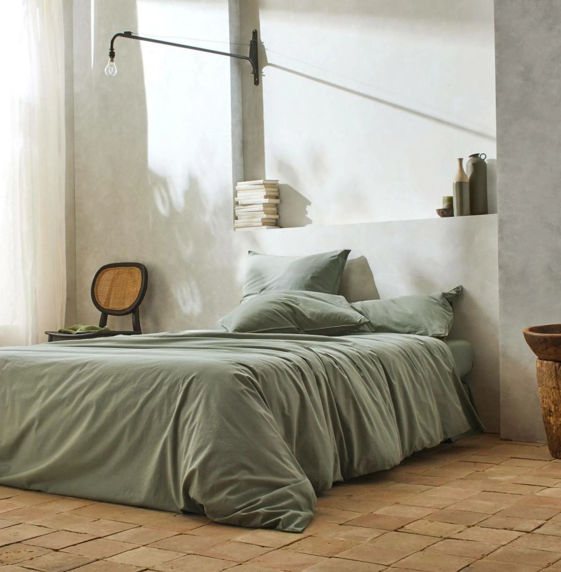 Draps>Camif BLANC DES VOSGES Drap percale lavée Bohème - - 240 x 300 cm Toundra