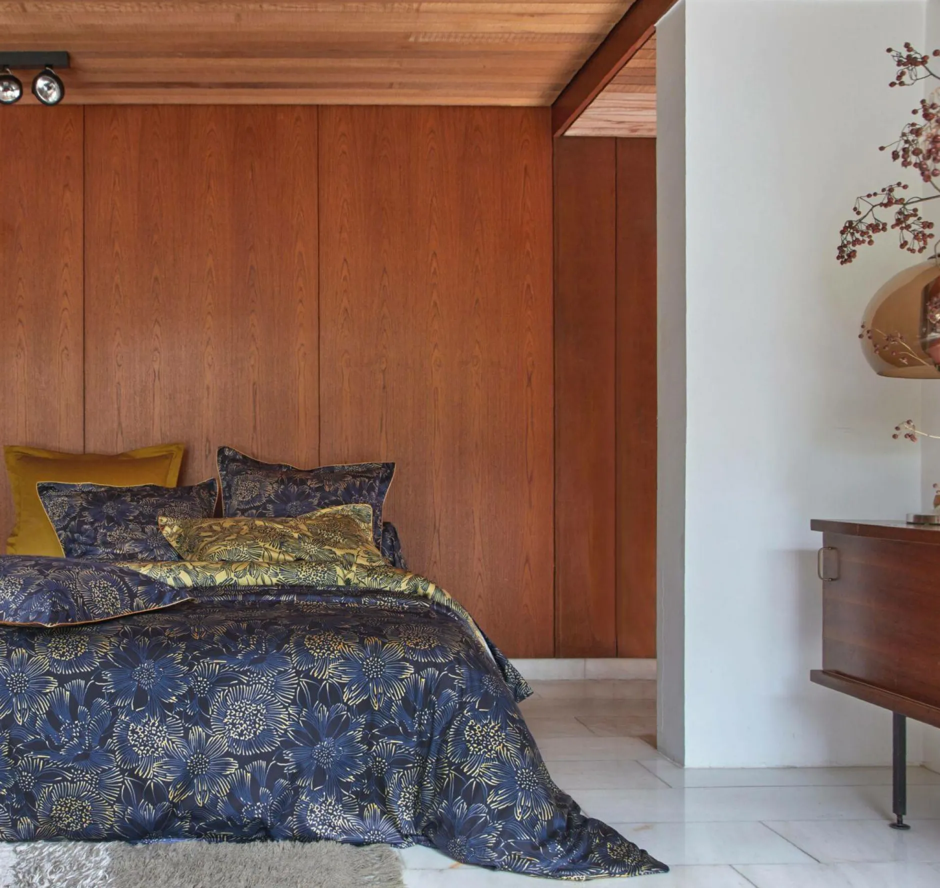 Housses De Couette>Camif BLANC DES VOSGES Housse de couette satin Elixir - - 140 x 200 cm Indigo