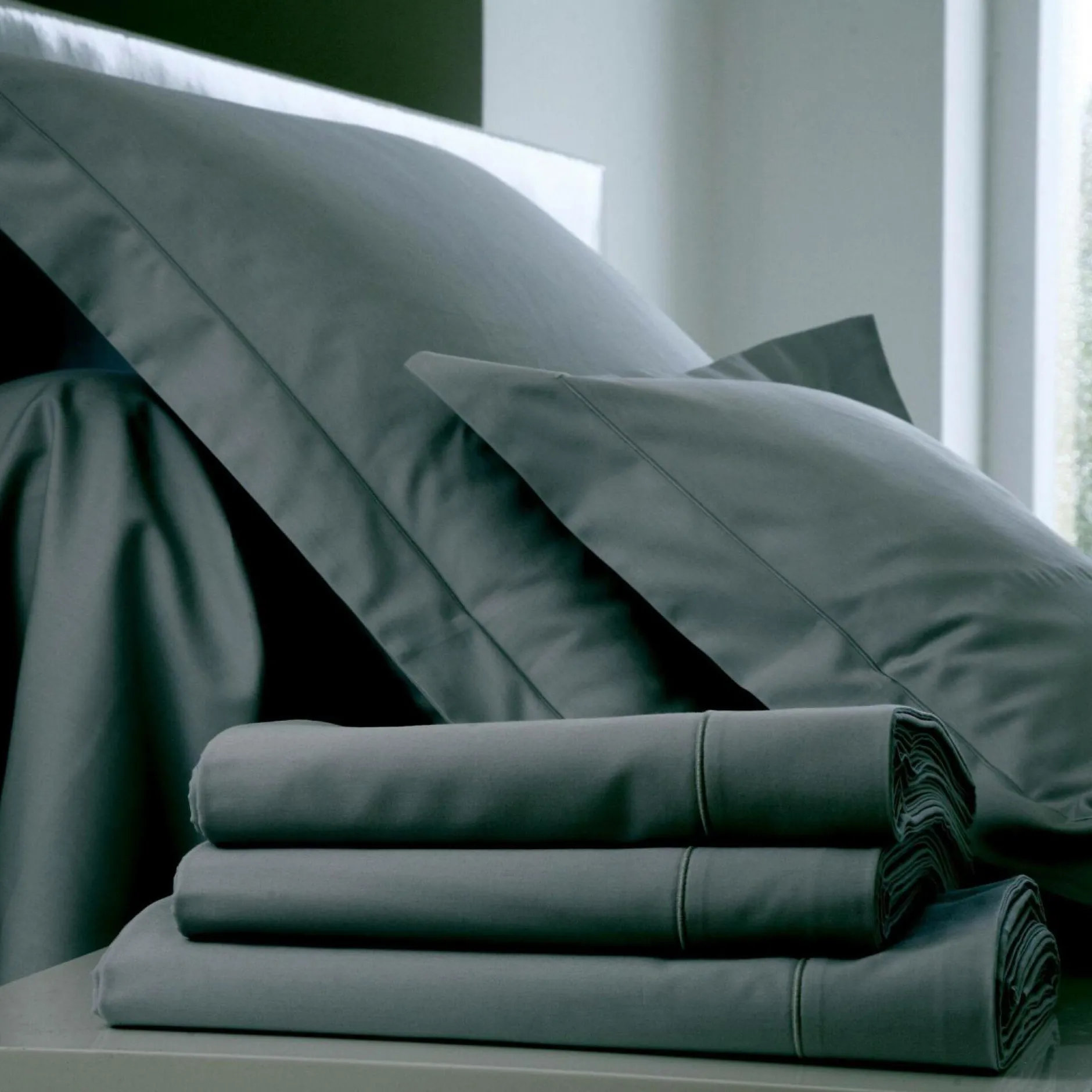 Housses De Couette>Camif BLANC DES VOSGES Housse de couette Satin - - 240 x 220 cm Ardoise