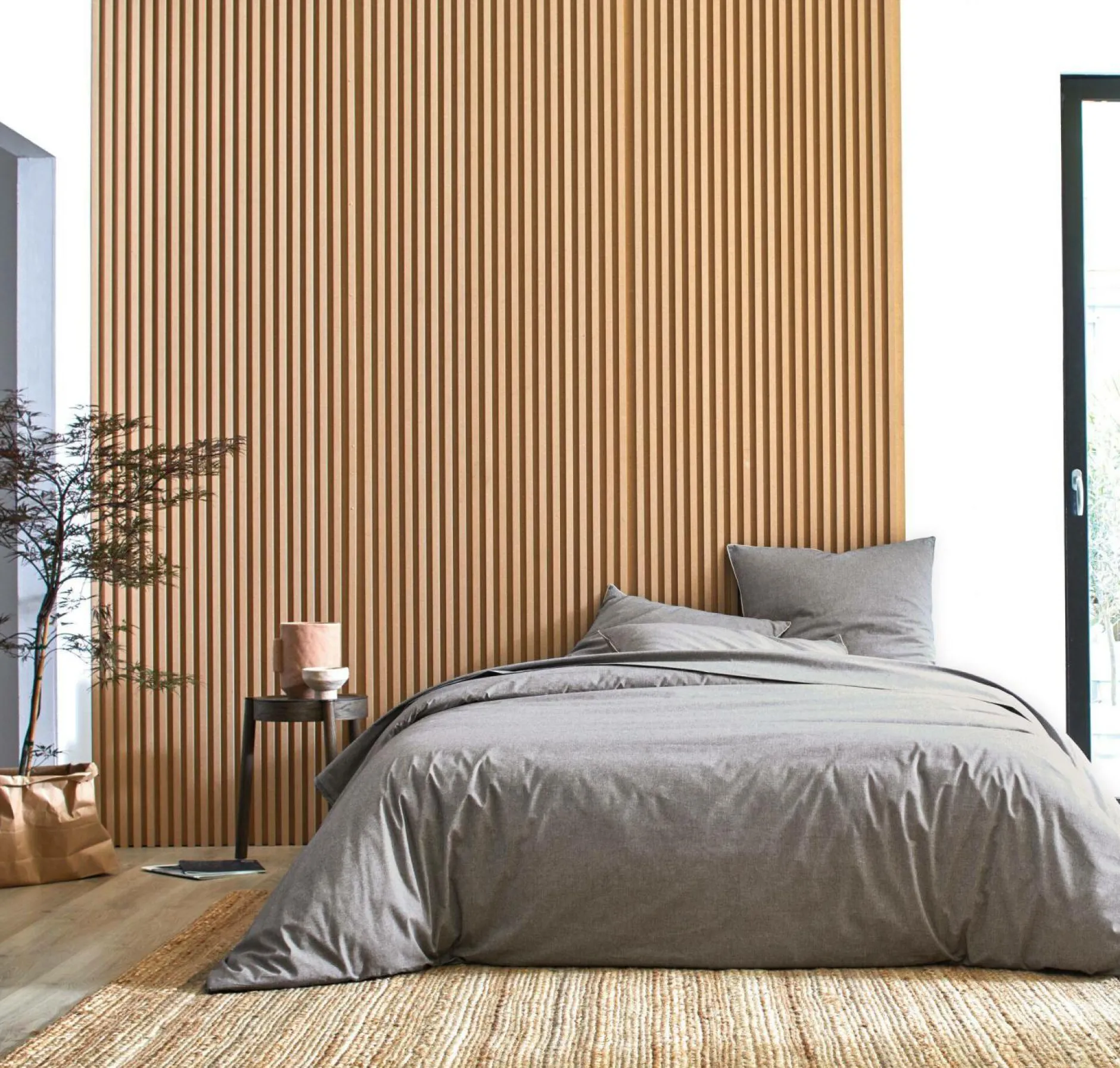 Housses De Couette>Camif BLANC DES VOSGES Housse de couette coton bio et recyclé Ressources - - 300 x 240 cm Anthracite