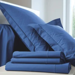 Housses De Couette>Camif BLANC DES VOSGES Housse de couette Percale Easy - - 280 x 240 cm Bleu Royal