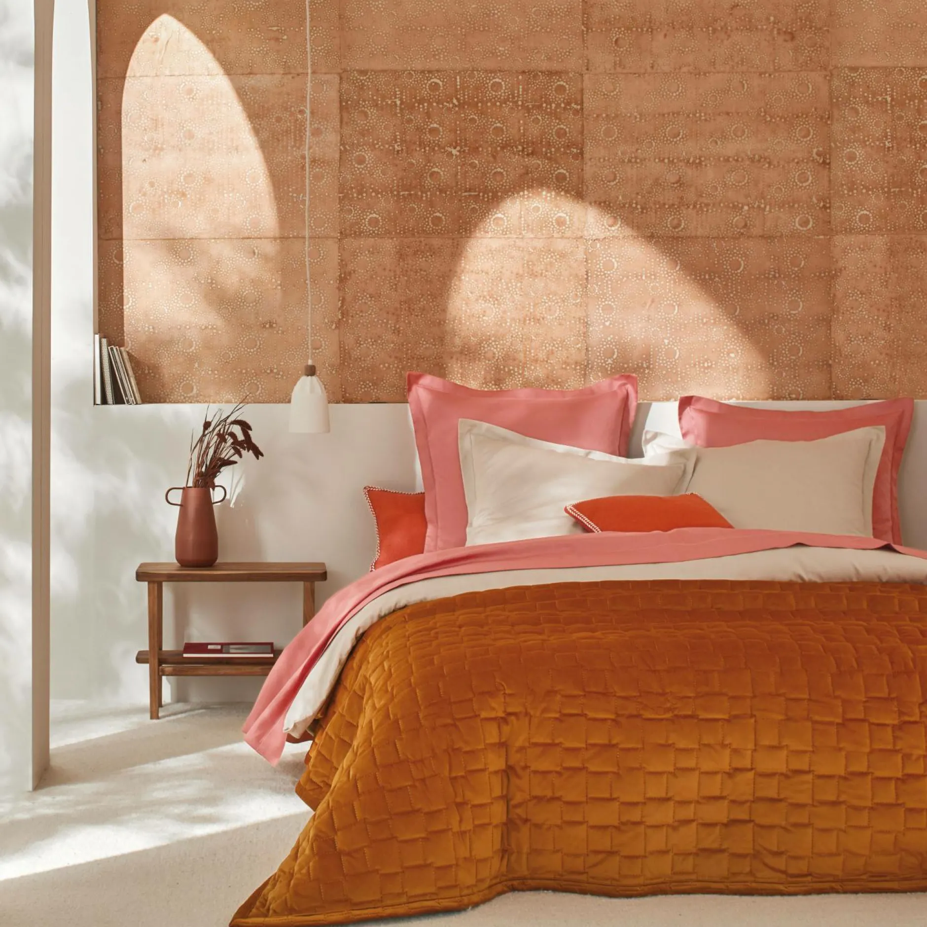 Couvre-Lits>Camif BLANC DES VOSGES Jeté de lit velours Spirit - - 240 x 260 cm Tangerine