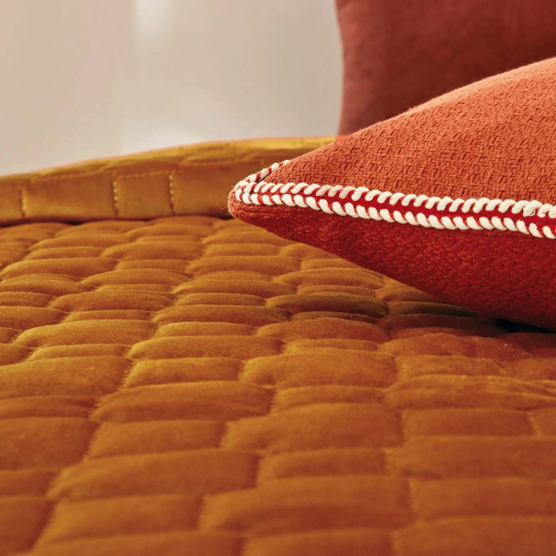 Couvre-Lits>Camif BLANC DES VOSGES Jeté de lit velours Spirit - - 240 x 260 cm Tangerine