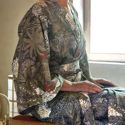 Peignoirs>Camif BLANC DES VOSGES Kimono satin de coton Jardins de Babylone - Taille M