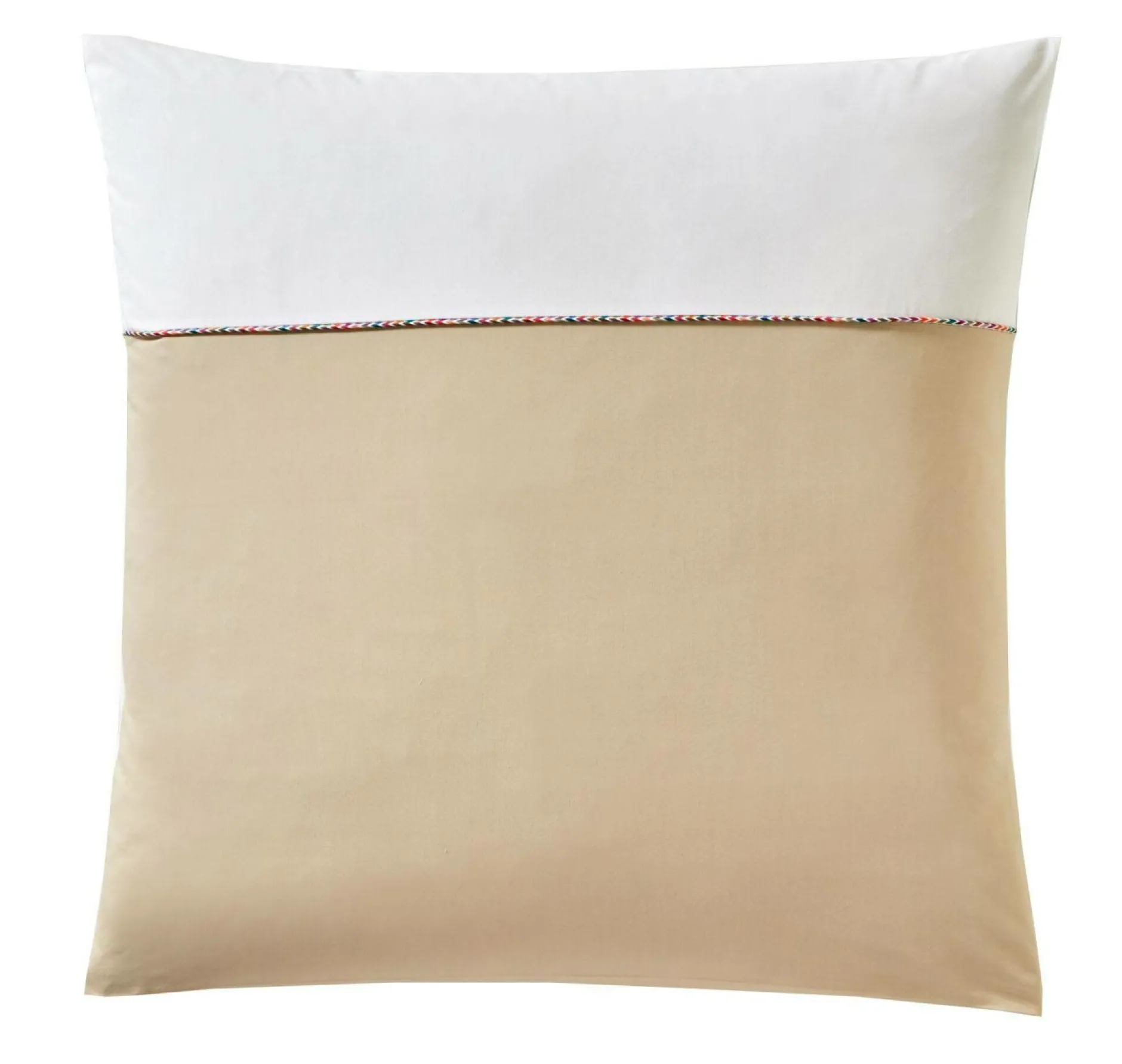 Taies D'Oreiller>Camif BLANC DES VOSGES Taie bicolore percale, Duo - - Taie d'oreiller 65 x 65 cm Chanvre