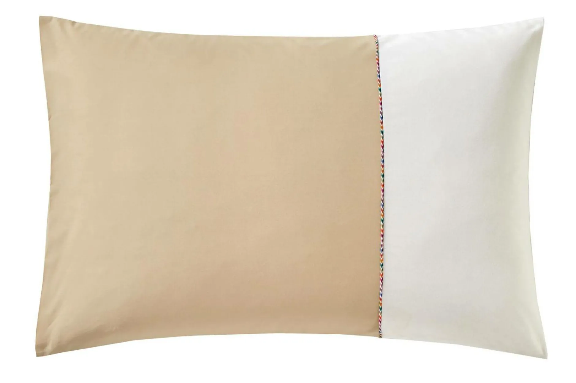 Taies D'Oreiller>Camif BLANC DES VOSGES Taie bicolore percale, Duo - - Taie d'oreiller 50 x 75 cm Chanvre