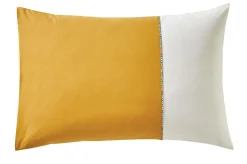 Taies D'Oreiller>Camif BLANC DES VOSGES Taie bicolore percale, Duo - - Taie d'oreiller 50 x 75 cm Ocre