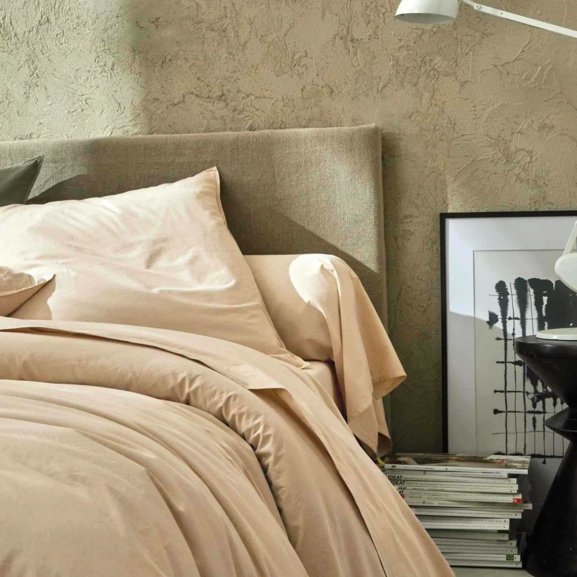 Taies D'Oreiller>Camif BLANC DES VOSGES Taie de traversin percale lavée Bohème - - Taie de traversin 45 x 190 cm Crème