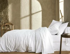 Taies D'Oreiller>Camif DES VOSGES Taie de traversin percale lavée Bohème - - Taie de traversin 45 x 190 cm Blanc