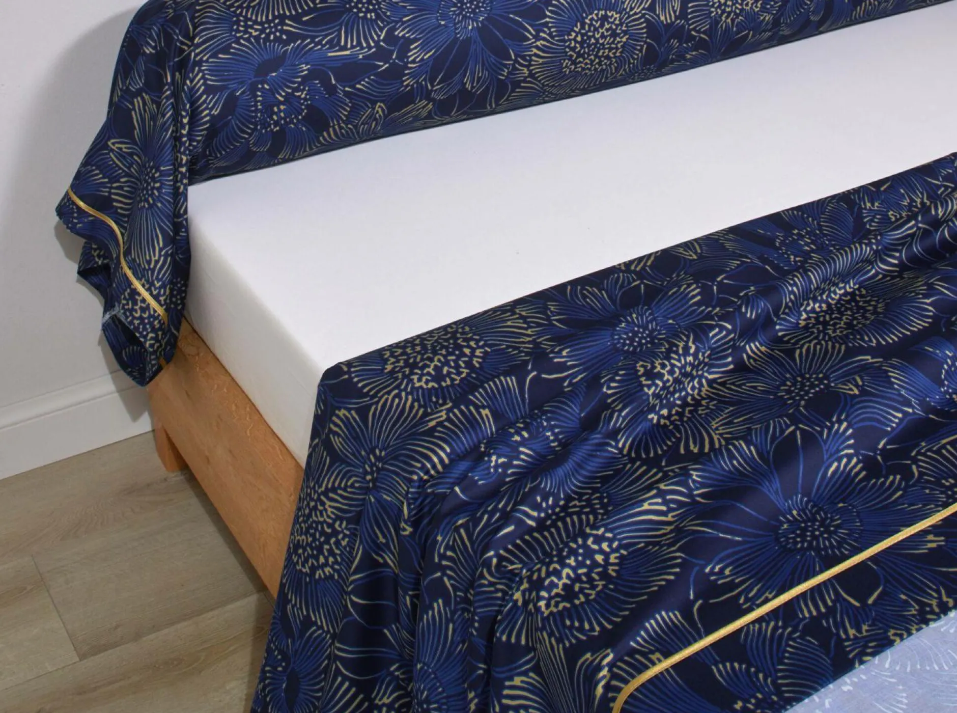 Taies D'Oreiller>Camif BLANC DES VOSGES Taie de traversin satin Elixir - - 90 x 190 cm Indigo