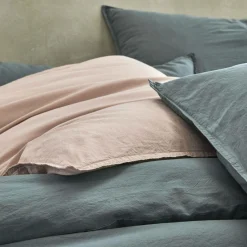 Taies D'Oreiller></noscript>Camif BLANC DES VOSGES Taie d'oreiller percale lavée Bohème - - Taie d'oreiller 65 x 65 cm Orage