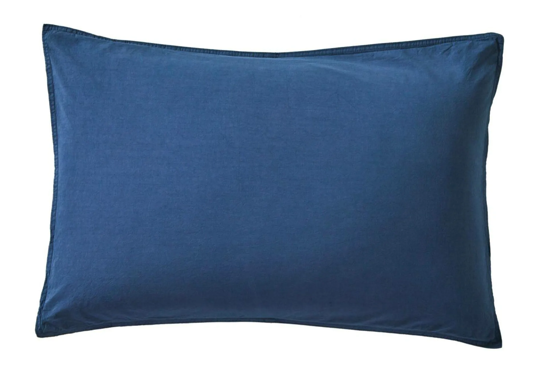 Taies D'Oreiller>Camif BLANC DES VOSGES Taie d'oreiller percale lavée Bohème - - Taie d'oreiller 50 x 75 cm Indigo