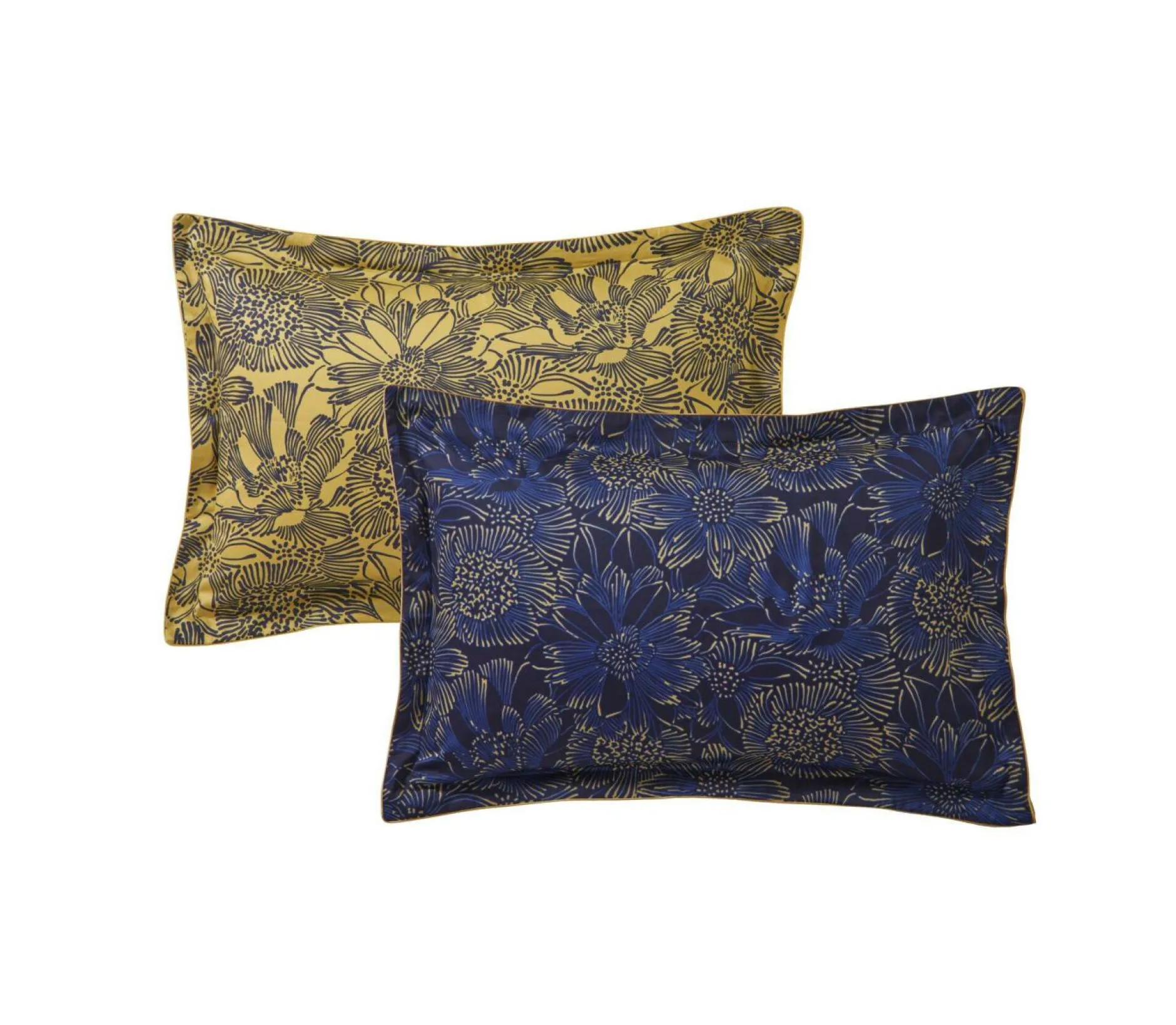 Taies D'Oreiller>Camif BLANC DES VOSGES Taie d'oreiller satin Elixir - - 50 x 75 cm Indigo