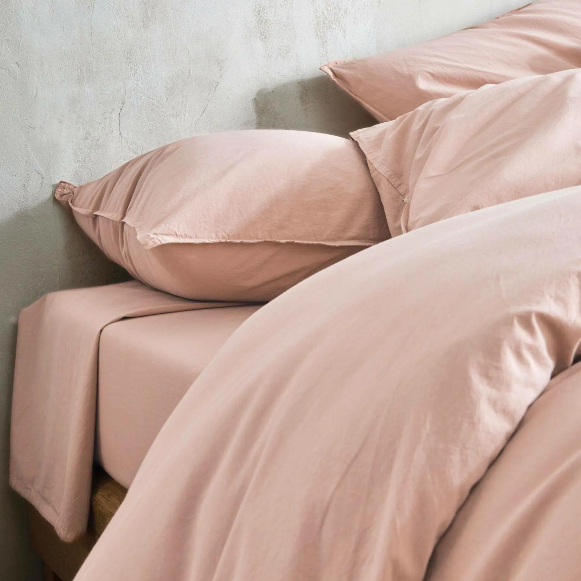 Taies D'Oreiller>Camif BLANC DES VOSGES Taie d'oreiller percale lavée Bohème - - Taie d'oreiller 50 x 75 cm Nacre