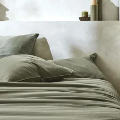 Taies D'Oreiller></noscript>Camif BLANC DES VOSGES Taie d'oreiller percale lavée Bohème - - Taie d'oreiller 65 x 65 cm Toundra