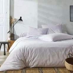 Taies D'Oreiller>Camif BLANC DES VOSGES Taie d'oreiller percale lavée Bohème - - Taie d'oreiller 65 x 65 cm Perle