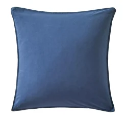 Taies D'Oreiller>Camif BLANC DES VOSGES Taie d'oreiller percale lavée Bohème - - Taie d'oreiller 65 x 65 cm Indigo