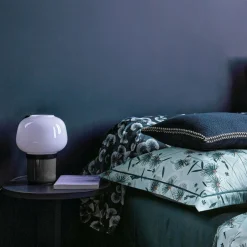 Taies D'Oreiller>Camif BLANC DES VOSGES Taie d'oreiller satin Floréa - - 65 x 65 cm Bleu Céleste