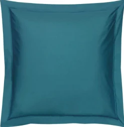 Taies D'Oreiller>Camif BLANC DES VOSGES Taie d'oreiller Percale Easy - - Taie d'oreiller 65 x 65 cm Bleu Paon