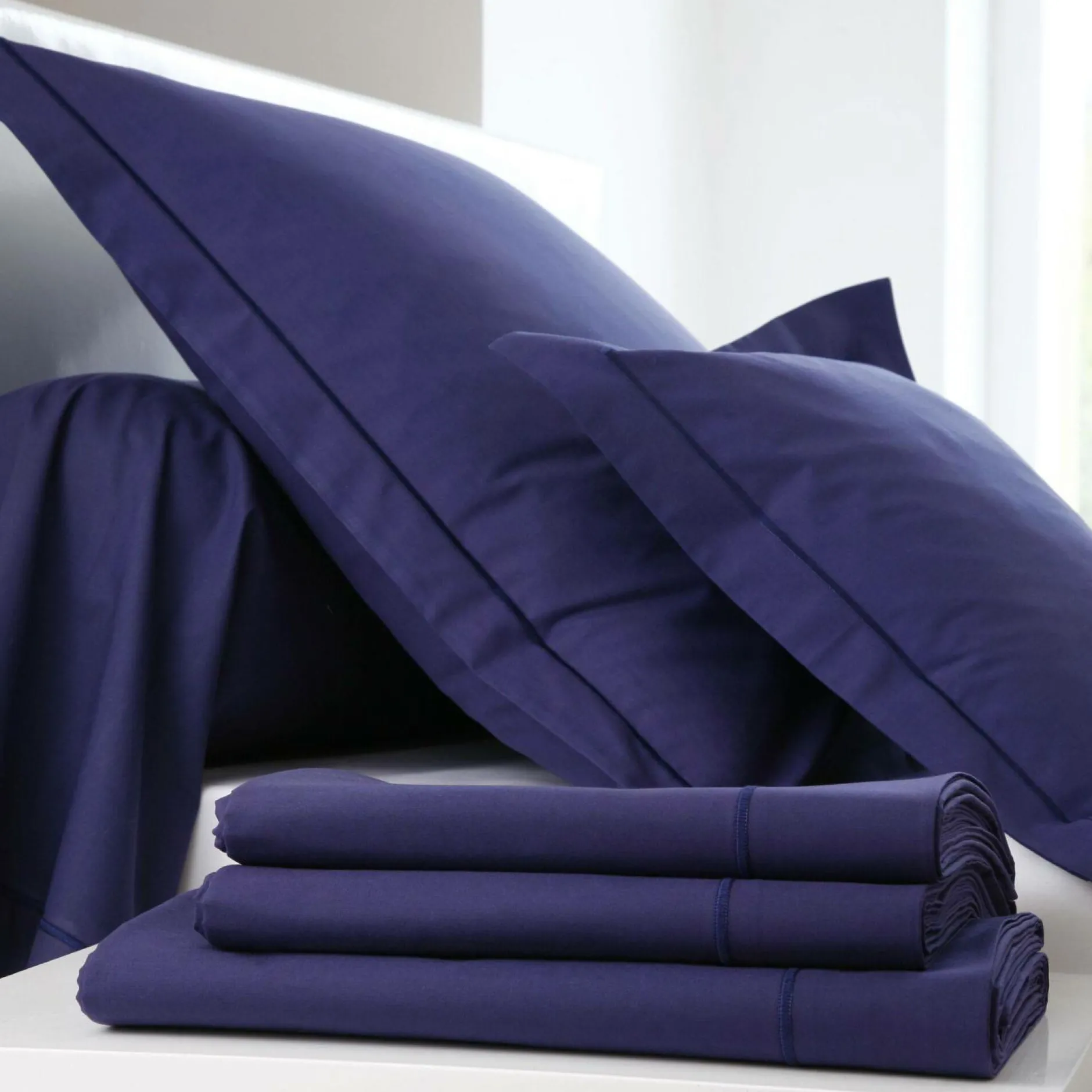 Taies D'Oreiller>Camif BLANC DES VOSGES Taie d'oreiller Coton - - Taie d'oreiller 50 x 73 cm Marine