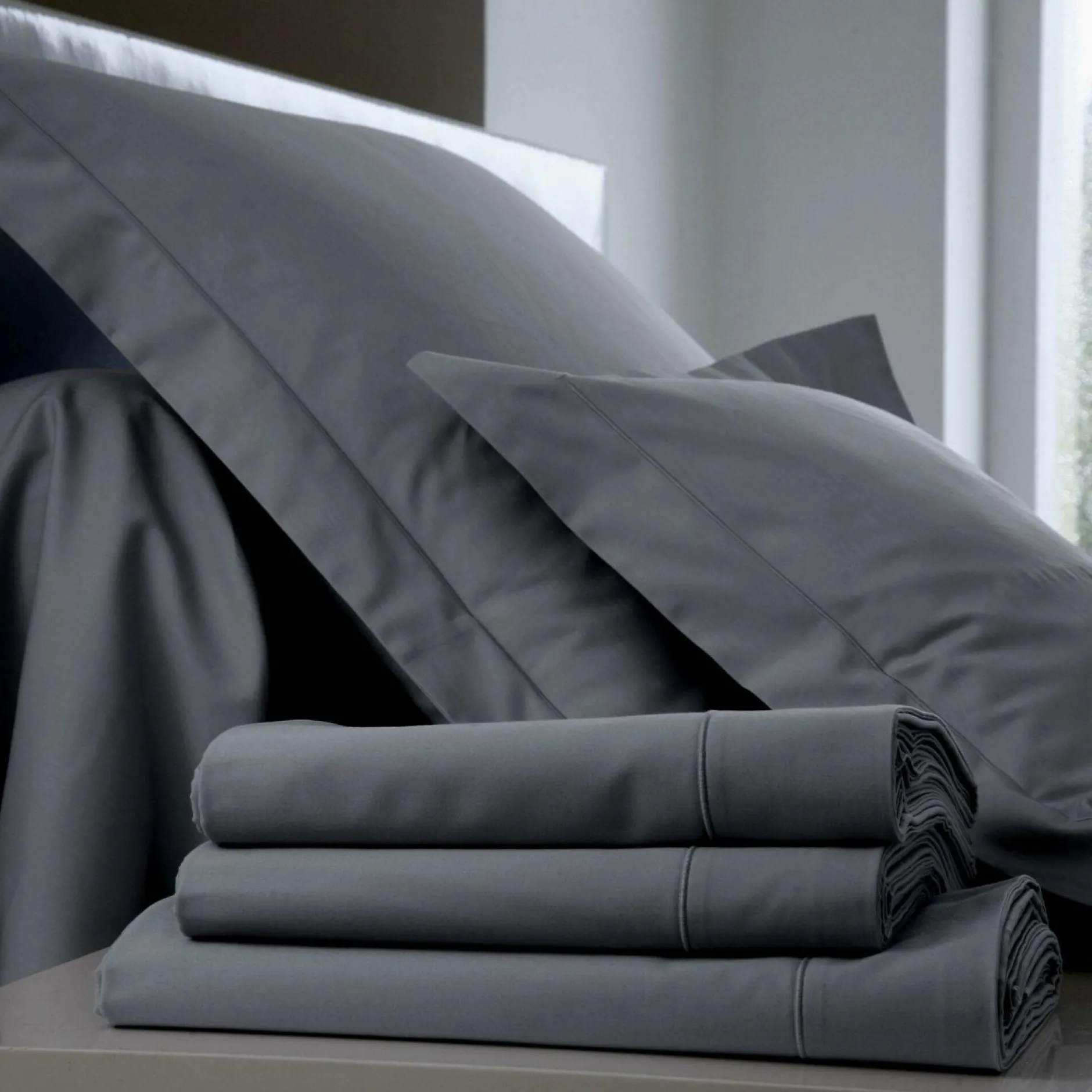 Taies D'Oreiller>Camif BLANC DES VOSGES Taie d'oreiller Coton - - Taie d'oreiller 50 x 73 cm Fusain