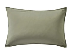 Taies D'Oreiller>Camif BLANC DES VOSGES Taie d'oreiller percale lavée Bohème - - Taie d'oreiller 50 x 75 cm Toundra