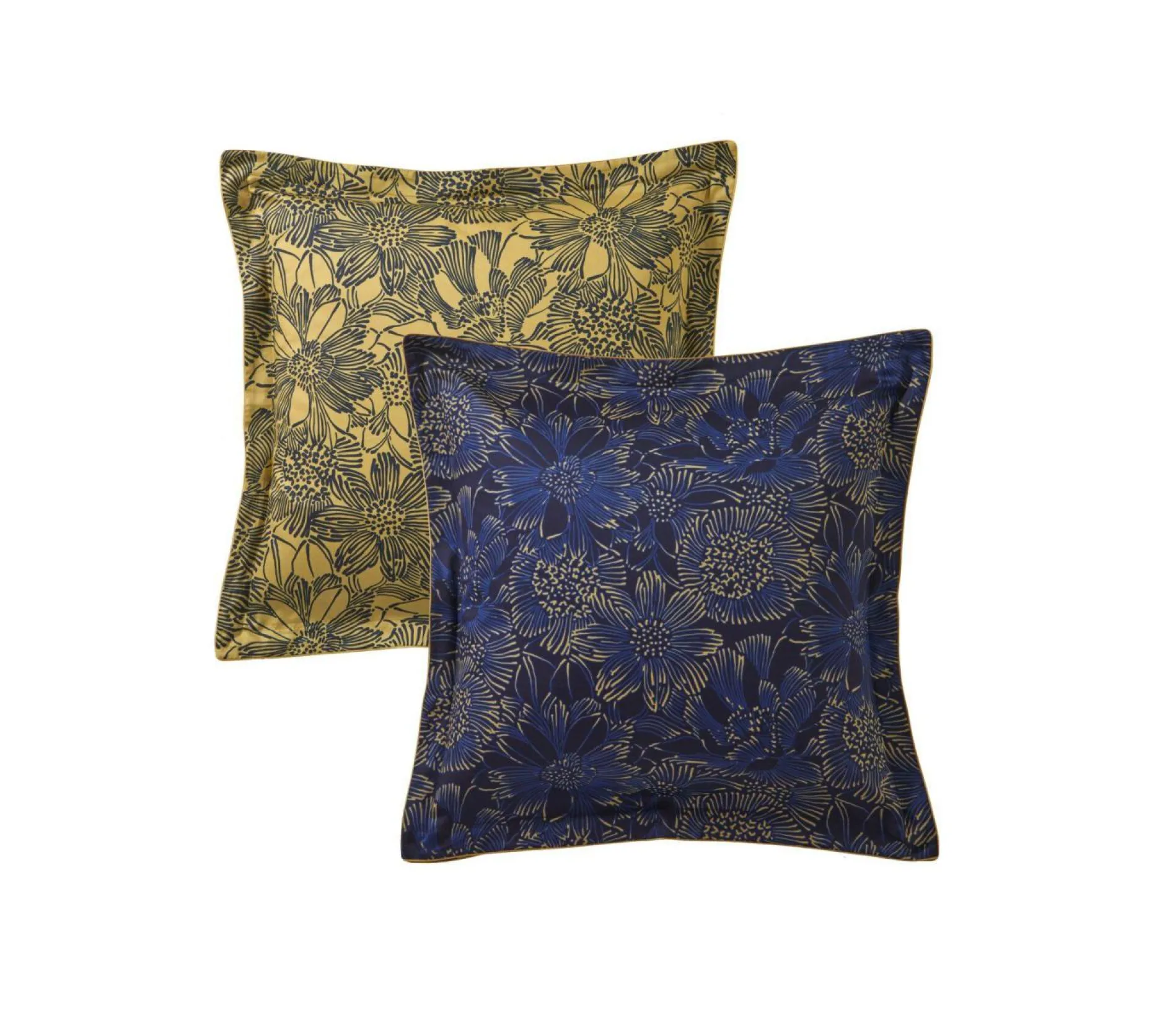 Taies D'Oreiller>Camif BLANC DES VOSGES Taie d'oreiller satin Elixir - - 65 x 65 cm Indigo