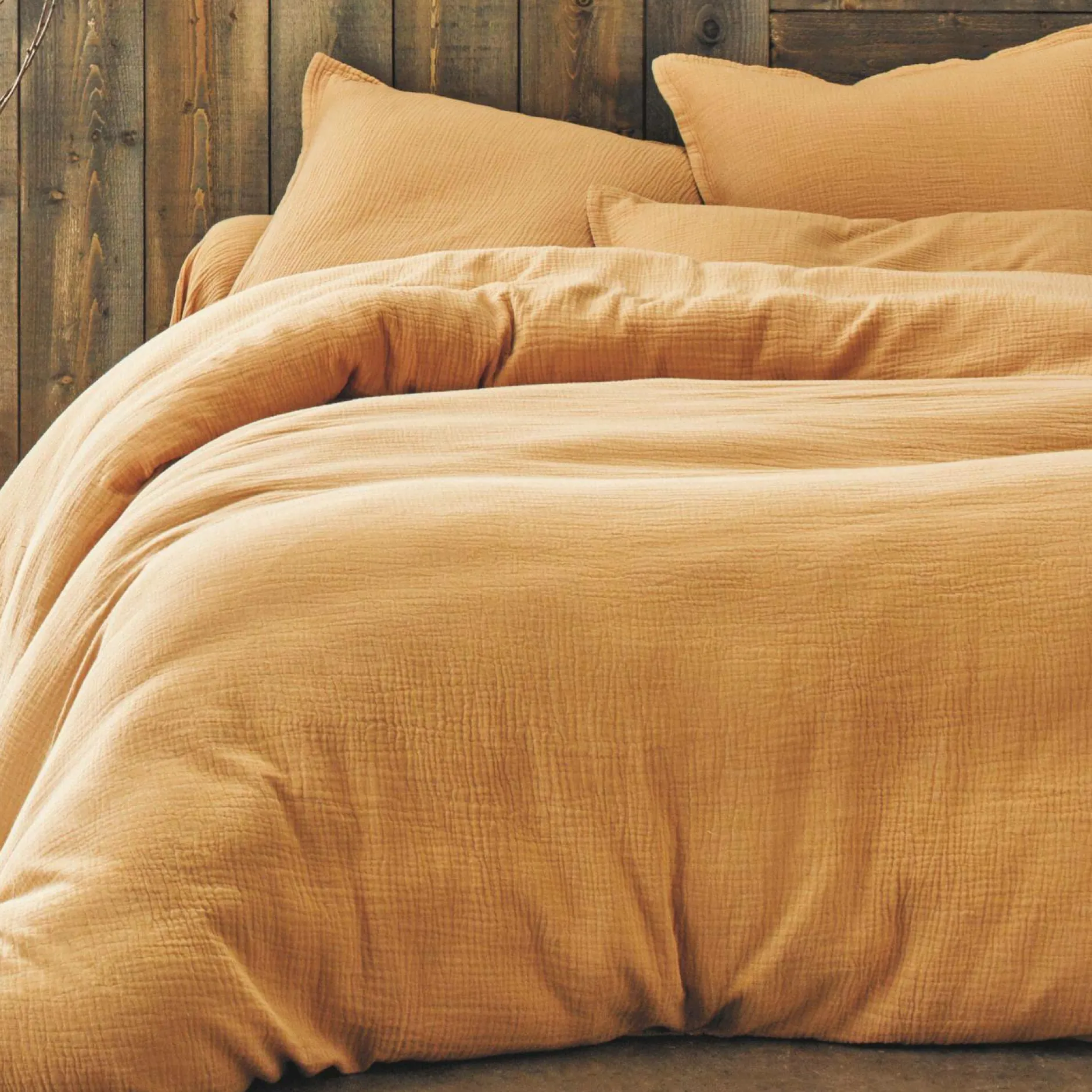 Taies D'Oreiller>Camif BLANC DES VOSGES Taie gaze de coton Cosy - - Taie d'oreiller 65 x 65 cm Savane