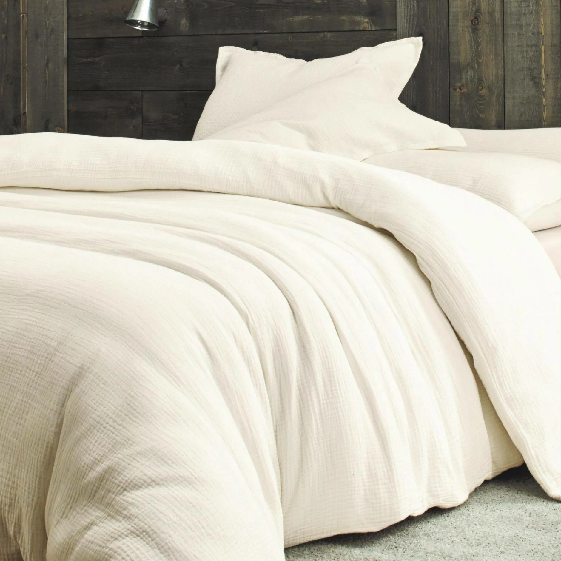 Taies D'Oreiller>Camif BLANC DES VOSGES Taie gaze de coton Cosy - - Taie d'oreiller 50 x 75 cm Craie