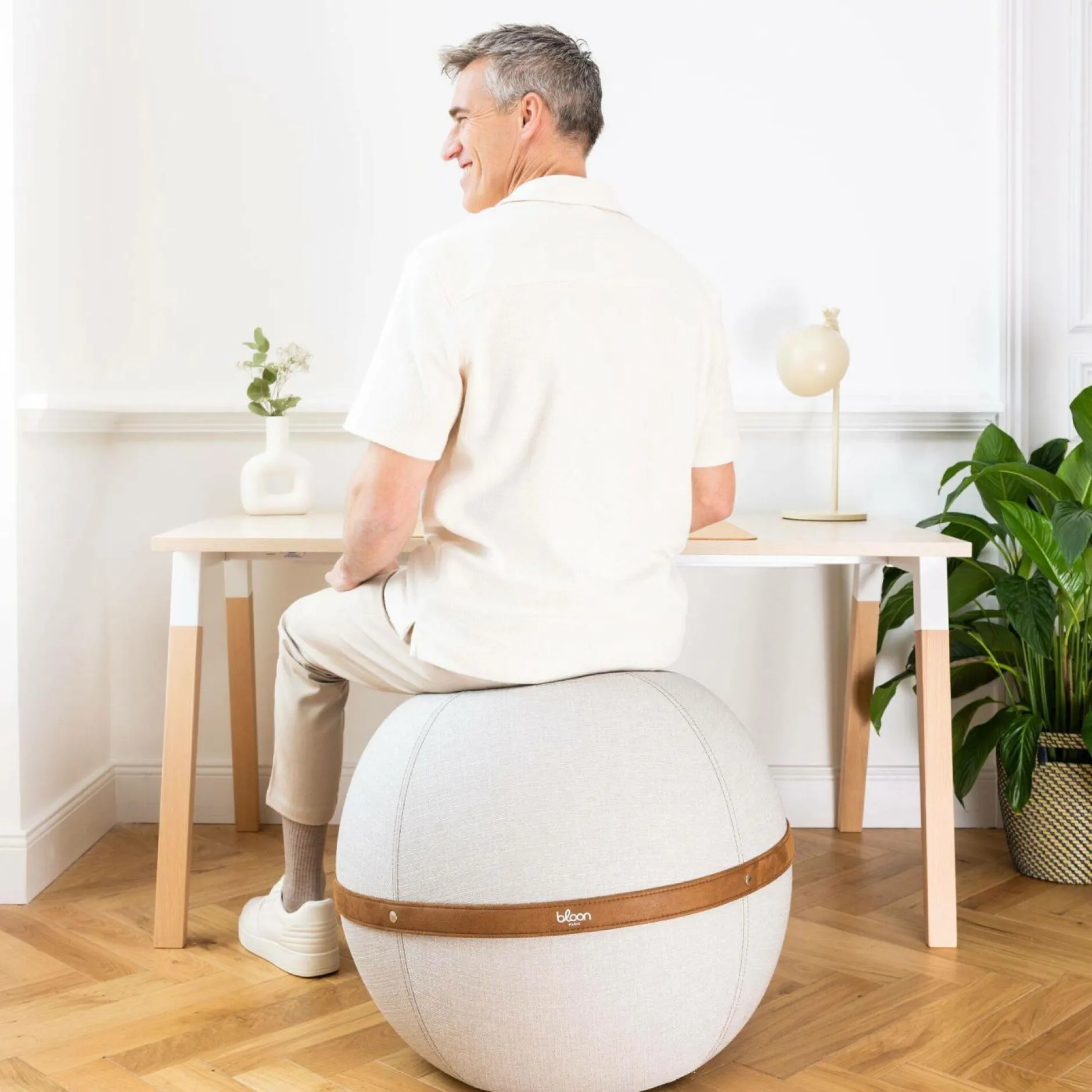 Chaises De Bureau>Camif BLOON PARIS Siège ballon dynamique tissu chiné - - Taille XL Ivoire