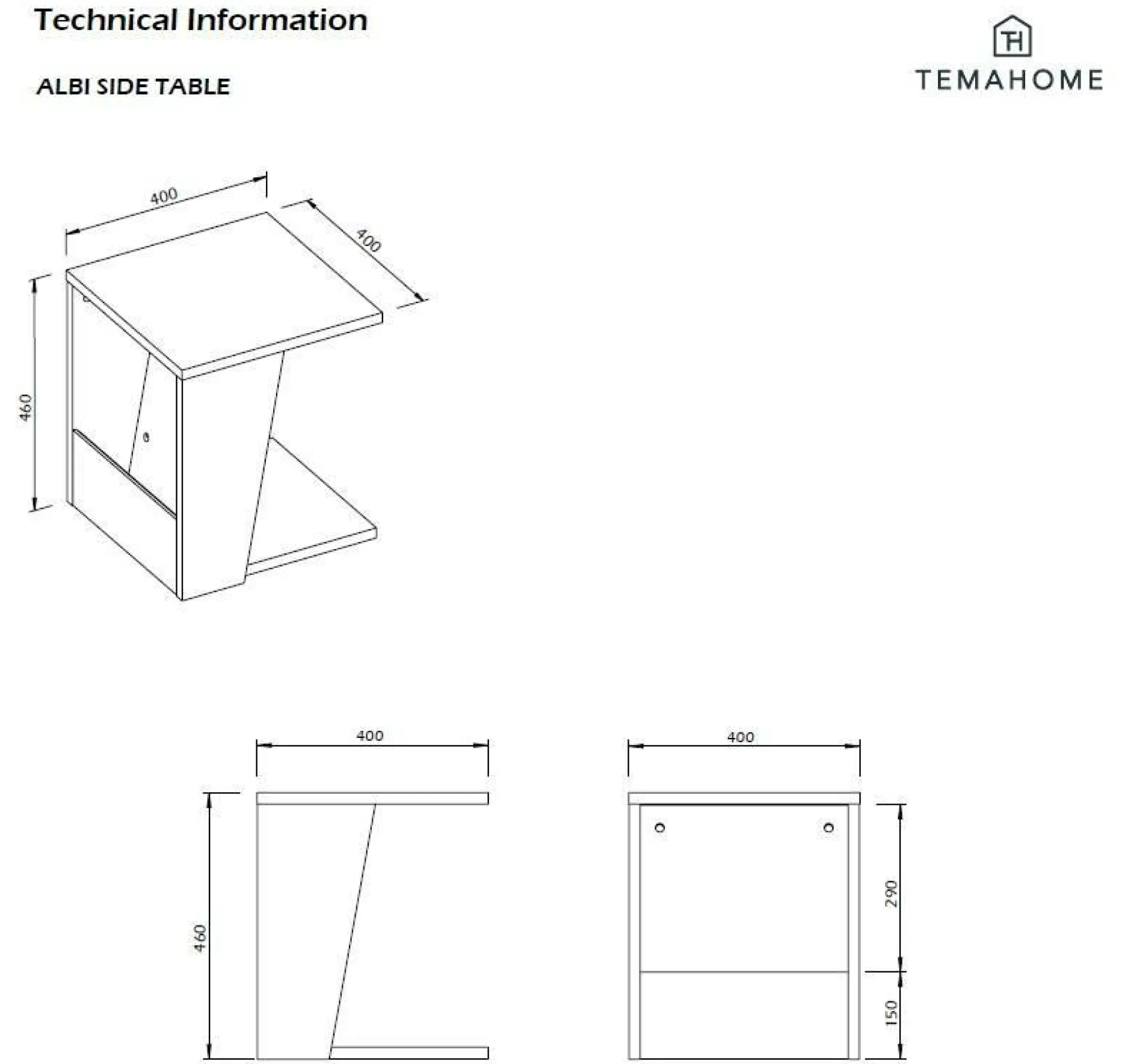 Bouts De Canapés>Camif Bout de canapé Albi - Noir/Noyer