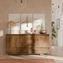 Buffets>Camif Buffet 4 portes 1 tiroir décor bois Gustavo - Noyer