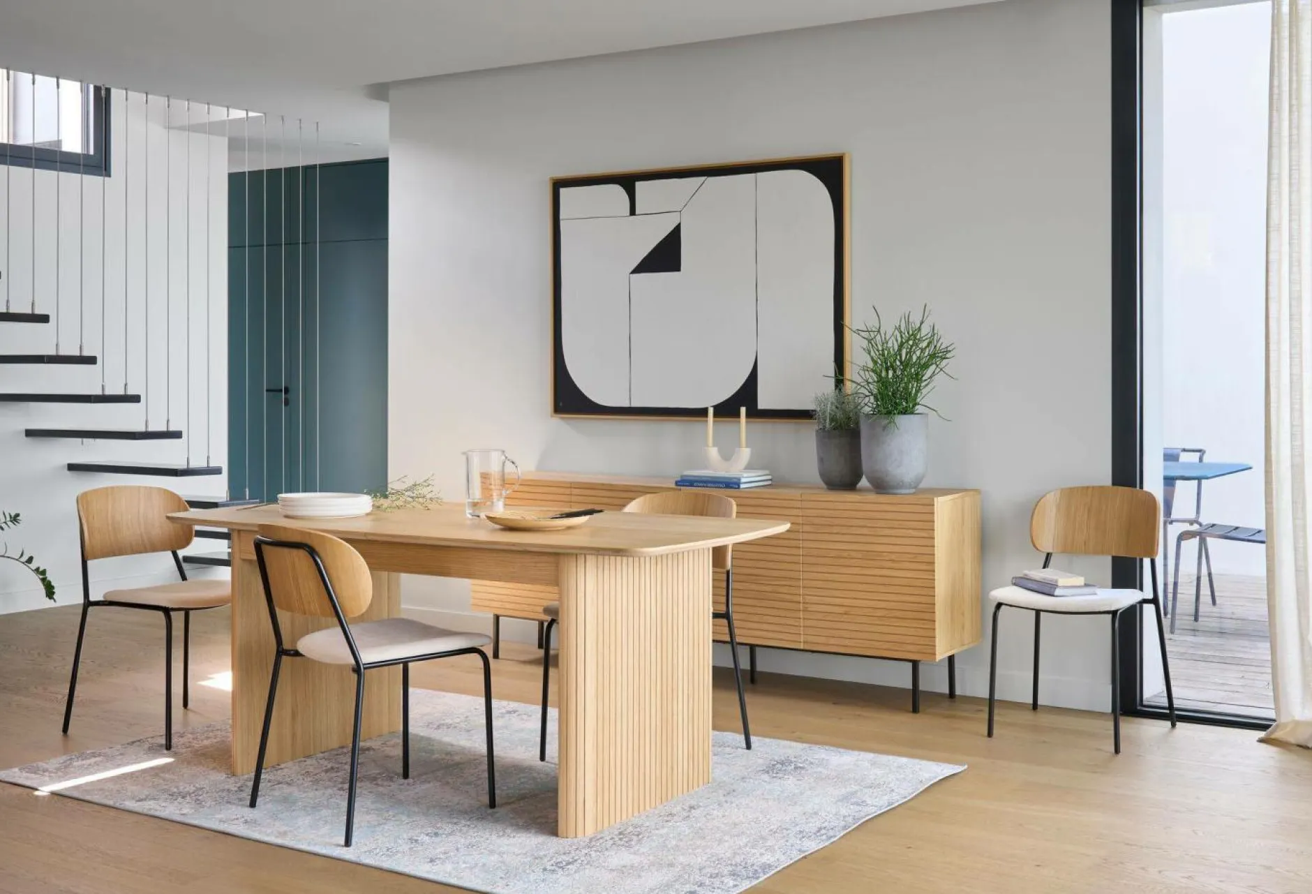 Buffets>Camif Buffet 4 portes bois pieds métal Alex