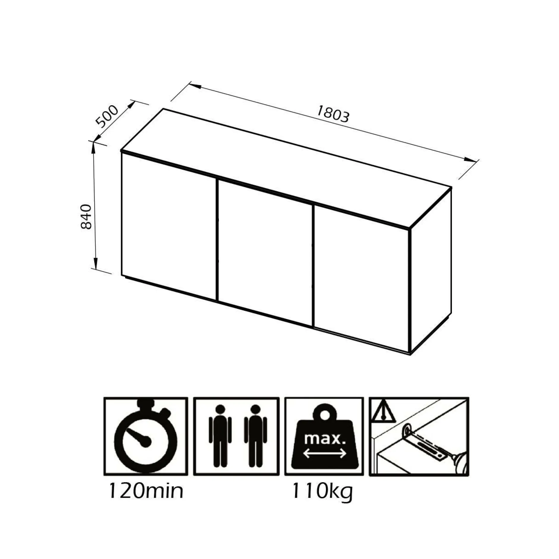 Buffets>Camif Buffet 3 portes Tilda - Chêne/Blanc