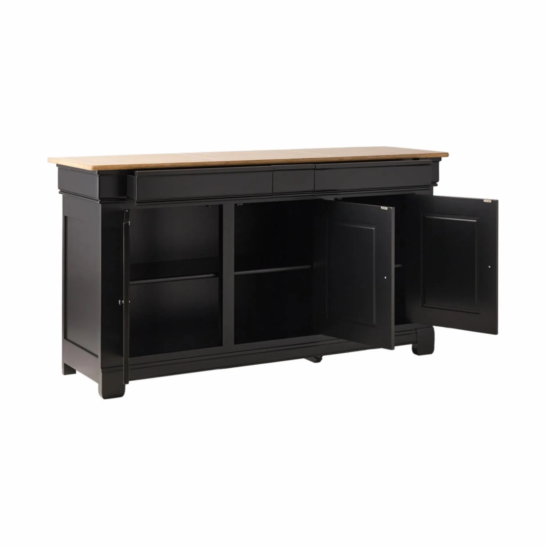 Buffets>Camif Buffet bois massif 3 portes 3 tiroirs Embellie - Noir