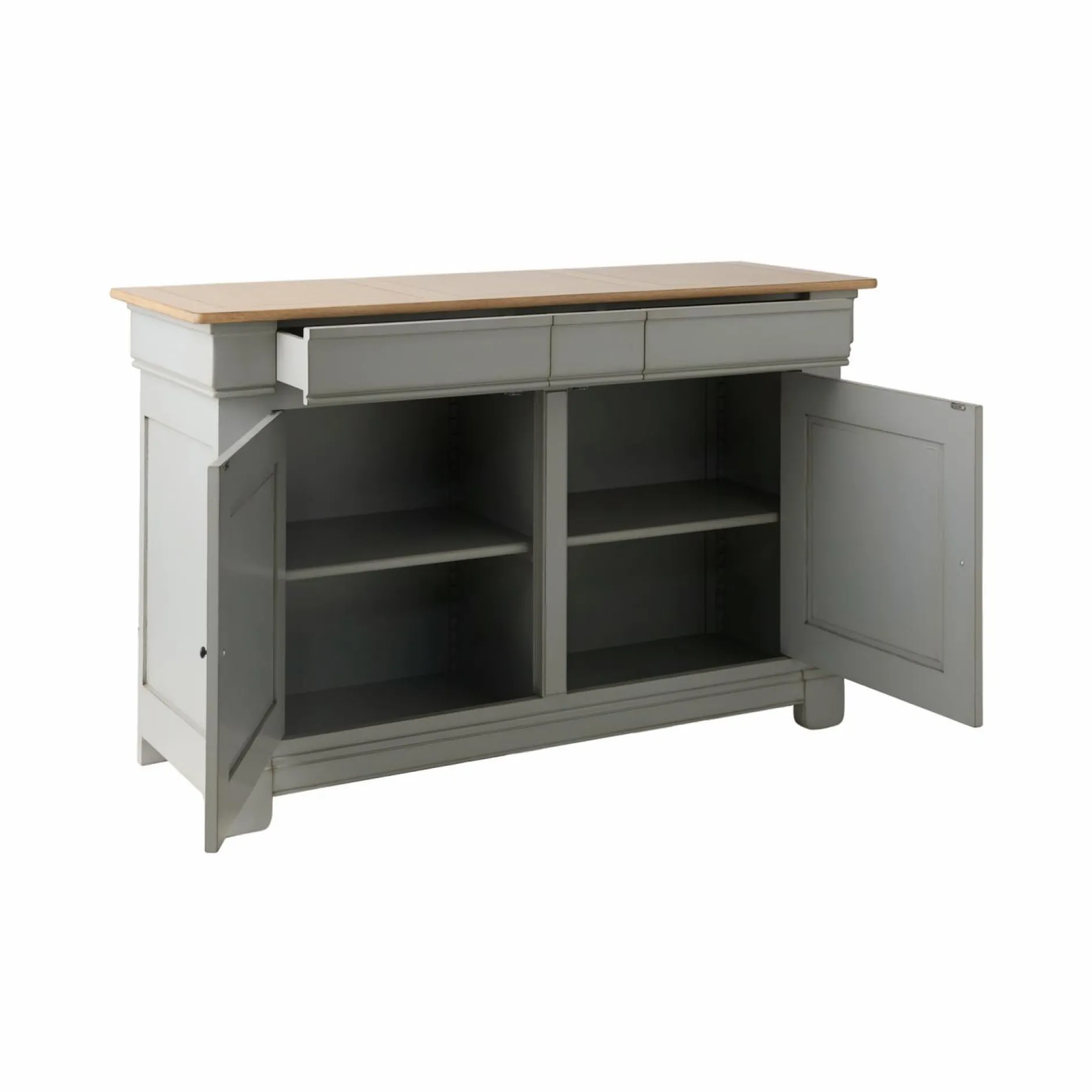 Buffets>Camif Buffet bois massif 2 portes 3 tiroirs Embellie - Gris
